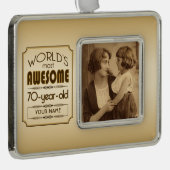 すばらしい金ゴールド第70の誕生祝いの世界のベスト シルバープレートフレームオーナメント (右)