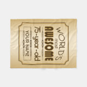 すばらしい金ゴールド第75の誕生祝いの世界のベスト フリースブランケット (正面(横))