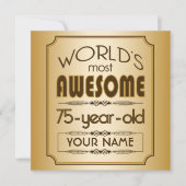 すばらしい金ゴールド第75の誕生祝いの世界のベスト 招待状 (正面)