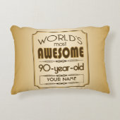 すばらしい金ゴールド第90の誕生祝いの世界のベスト アクセントクッション (正面)