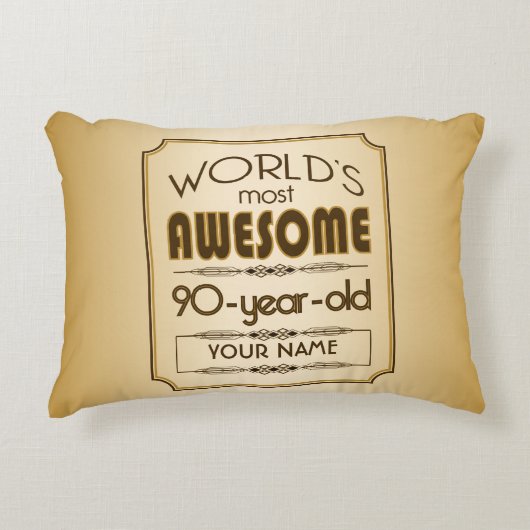 すばらしい金ゴールド第90の誕生祝いの世界のベスト アクセントクッション (正面)