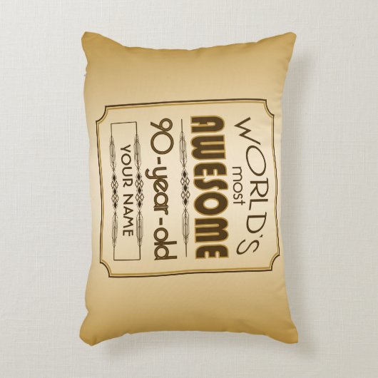 すばらしい金ゴールド第90の誕生祝いの世界のベスト アクセントクッション (正面(垂直))