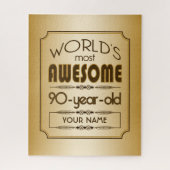 すばらしい金ゴールド第90の誕生祝いの世界のベスト ジグソーパズル (縦)