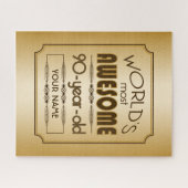 すばらしい金ゴールド第90の誕生祝いの世界のベスト ジグソーパズル (横)