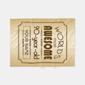 すばらしい金ゴールド第90の誕生祝いの世界のベスト フリースブランケット (正面(横))