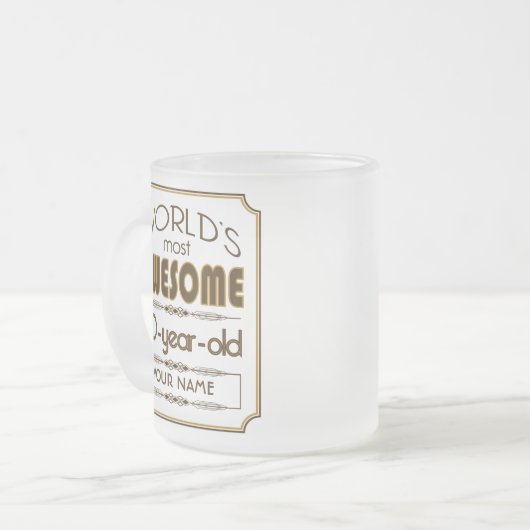 すばらしい金ゴールド第90の誕生祝いの世界のベスト フロストグラスマグカップ (正面左)