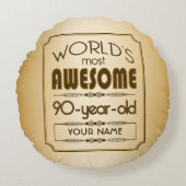 すばらしい金ゴールド第90の誕生祝いの世界のベスト ラウンドクッション (正面)