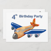 すばらしい飛行機の第4誕生日 招待状 (正面/裏面)