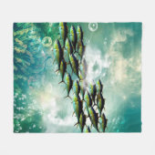 すばらしい魚の群れ フリースブランケット (正面(横))
