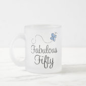 すばらしい50の青の蝶誕生日プレゼント フロストグラスマグカップ (左)