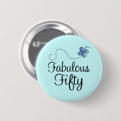 すばらしい50の青の蝶誕生日プレゼント 缶バッジ (正面&裏面)