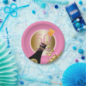 すばらしい50ピンクの金ゴールドのシャンペンの第50誕生日 ペーパープレート (パーティー)