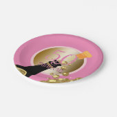 すばらしい50ピンクの金ゴールドのシャンペンの第50誕生日 ペーパープレート (アングル)