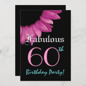 すばらしい60誕生会のピンクのヒマワリ 招待状 (正面/裏面)