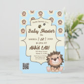 すばらしい かわいい ライオンの赤ちゃん 男の子の招待状 招待状 (スタンド正面)