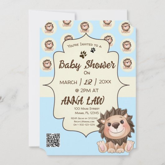 すばらしい かわいい ライオンの赤ちゃん 男の子の招待状 招待状 (正面)