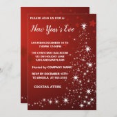 すばらしい、エレガントな、赤い輝きの新年 招待状 (正面/裏面)