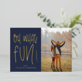 すばらしい タイポグラフィック ネイビー 写真 ホリデー フォイル (立ち正面)