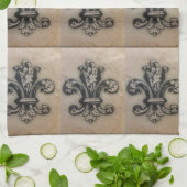 すばらしい"（紋章の）フラ・ダ・リ"のヴィンテージのプリント キッチンタオル (折り畳み)