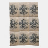 すばらしい"（紋章の）フラ・ダ・リ"のヴィンテージのプリント キッチンタオル (縦)