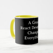 すばらしい React 開発者はすべてを変える – React マグカップ (正面左)