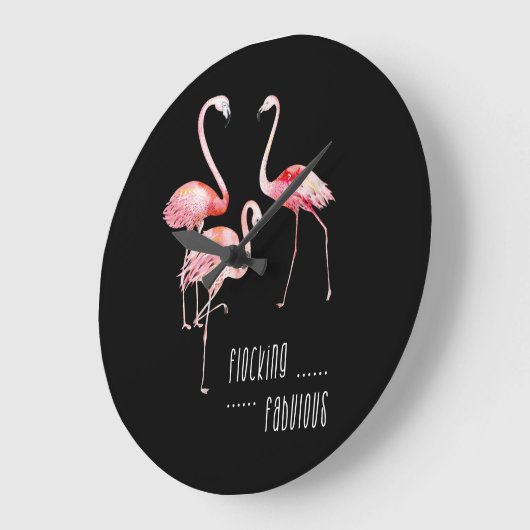 すばらしくおもしろいなことわざのギフトを群がらせているフラミンゴ ラージ壁時計 (傾斜)