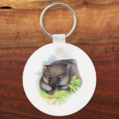 すばらしく可愛いオーストラリア産ウォンバットヴィンテージ キーホルダー (正面)
