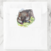 すばらしく可愛いオーストラリア産ウォンバットヴィンテージ 長方形シール (バッグ)