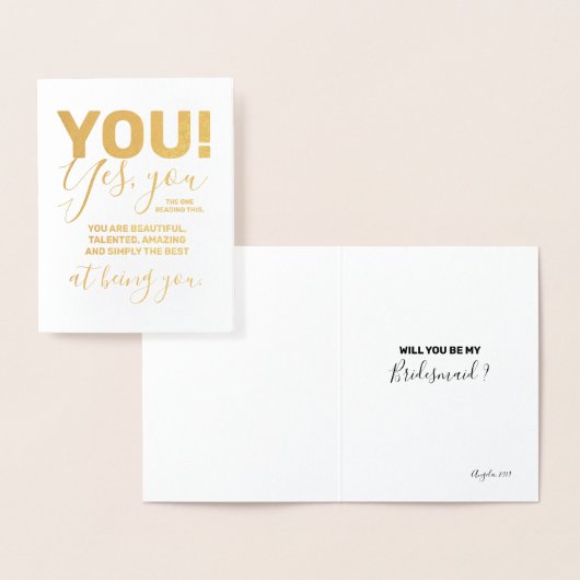 すばらしく、最高におもしろいな新婦付添人です 箔カード (ディスプレー)