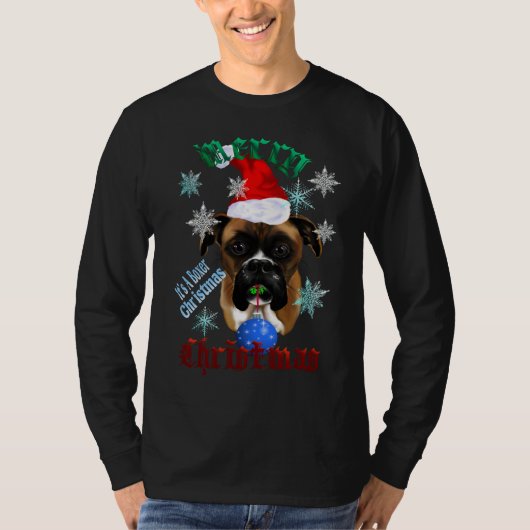 すばらしクリスマスのボクサー犬のワイシャツ Tシャツ (正面)