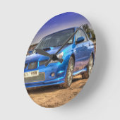 すばるインプレッサSTi "Hawkeye"ブルー ラウンド壁時計 (傾斜)