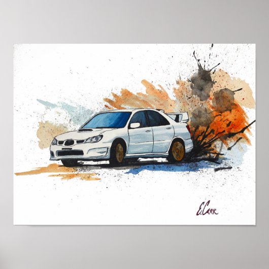 すばるSTiドリフト水絵画色の色 ポスター (正面)