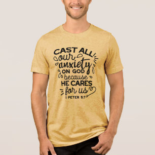 すべてあなたの不安を – ペテロの手紙Ⅰ 5章7節 聖書の詩 トライブレンドTシャツ