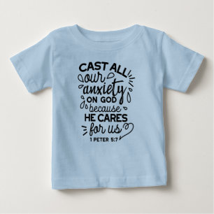 すべてあなたの不安を – ペテロの手紙Ⅰ 5章7節 聖書の詩 ベビーTシャツ
