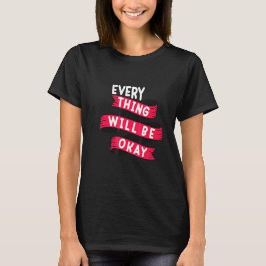 すべてうまくいく前向きな名言 花の顔 Tシャツ (正面)