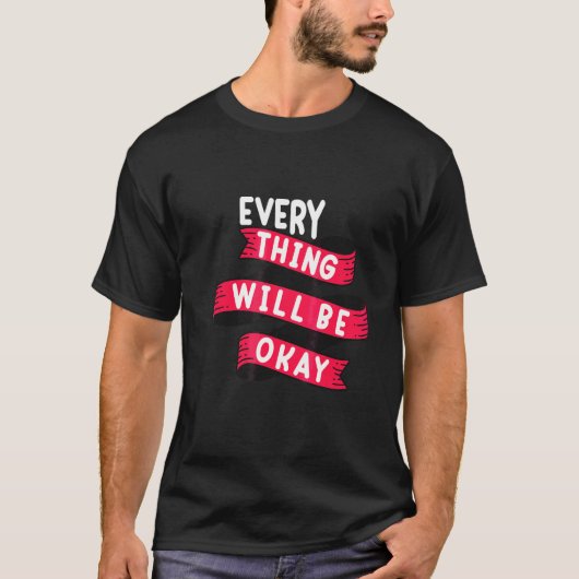 すべてうまくいく前向きな名言 花の顔 Tシャツ (正面)