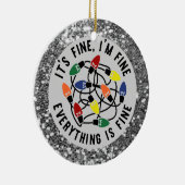すべておもしろいはシルバー素晴らしグリッターユーモアクリスマス セラミックオーナメント (右)
