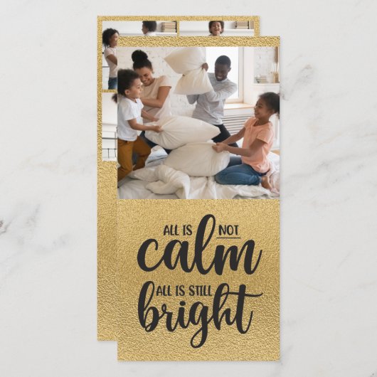 すべておもしろいは、穏やかなゴールドフォイル写真のホリデーカードではない シーズンカード (正面/裏面)