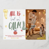 すべておもしろいは、穏やかな写真のクリスマススクリプトではない 箔シーズンカード (正面)