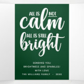 すべておもしろいは、穏やかな緑の幸せな休日ではない 三つ折りクリスマスカード (内部中)