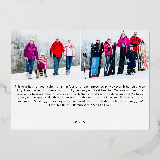 すべておもしろいはCalm Holiday Photo Cardではない 箔シーズンカード (裏面)