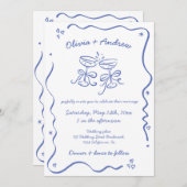 すべてお洒落のファンキー手で描結婚く 招待状 (正面/裏面)