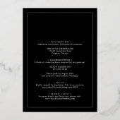 すべてがひとつになった銀と黒の結婚式の詳細デザイン 箔招待状 (裏面)