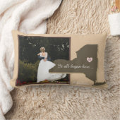 すべてがニューヨークの写真ハート・カップルで始まった。 ランバークッション (ブランケット)