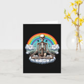 すべてがレインボーとおもしろい瞑想スケルトン カード (黄色い花)