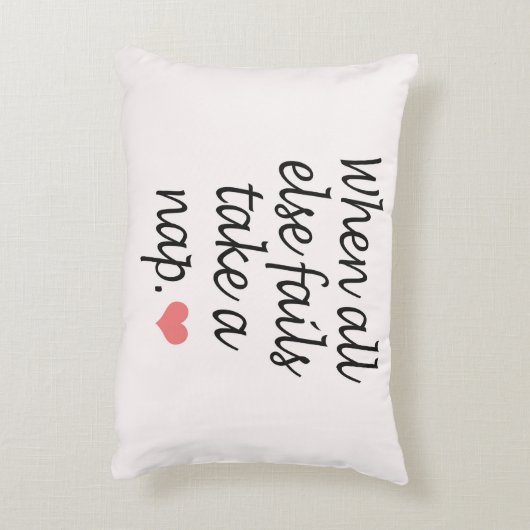 "すべてが失敗するとき、昼寝"の引用文及びハート取って下さい アクセントクッション (裏面(縦))