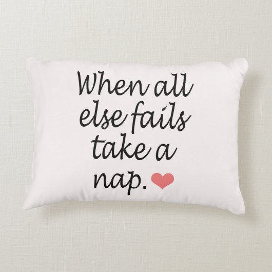 "すべてが失敗するとき、昼寝"の引用文及びハート取って下さい アクセントクッション (裏面)