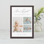 すべてが明るい可愛いベビー3家族の写真クリスマス シーズンカード (スタンド正面)