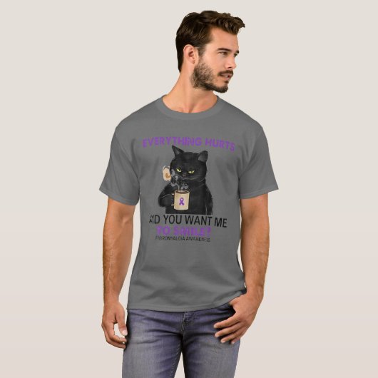 すべてが痛み、スマイル線維筋痛Aしたい Tシャツ (正面フル)