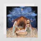 すべてが穏やかであるすべては明るい出生シーンのクリスマス シーズンカード (正面/裏面)